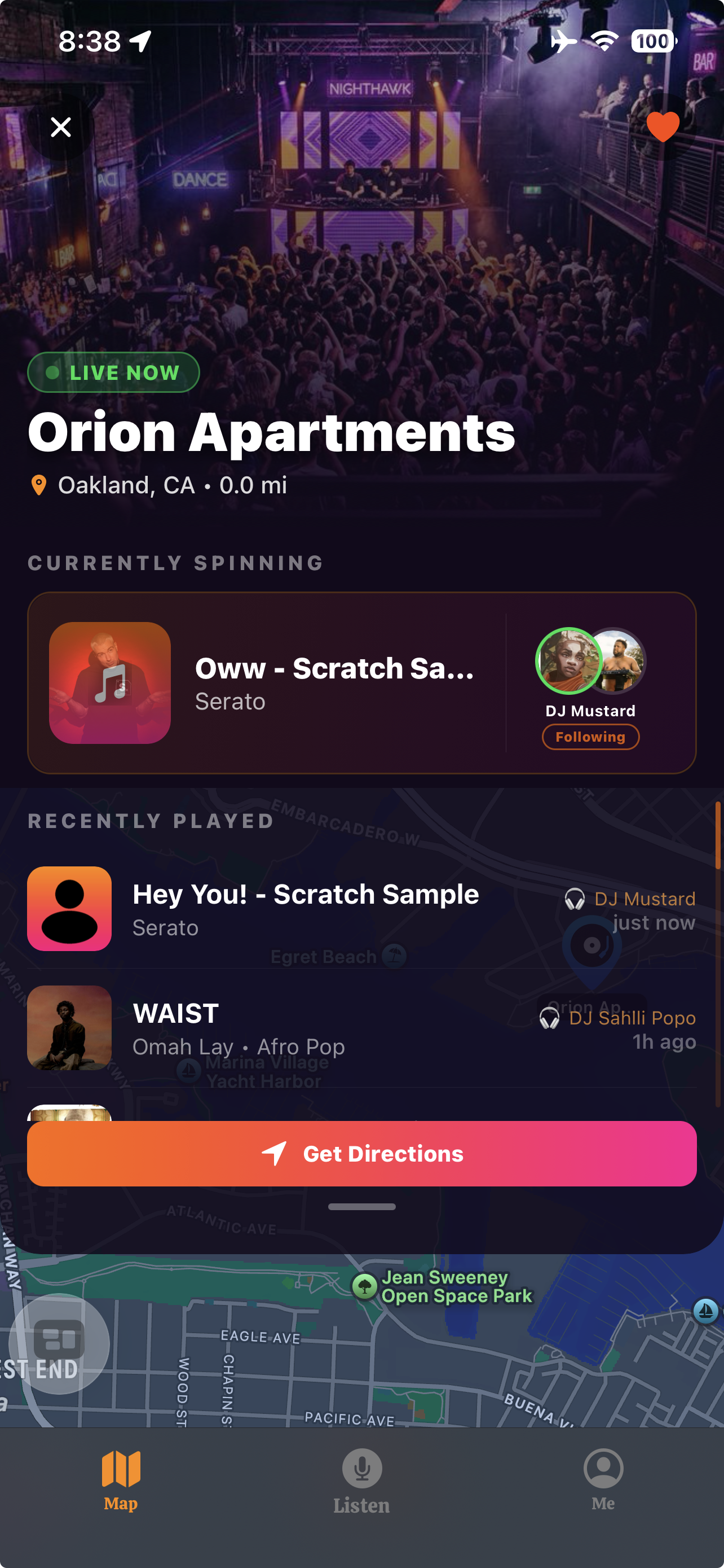 Mobile app showing the same DJ feed